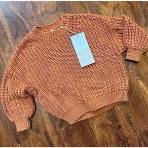 NWT Goumi Kids Clay Chunky Knit Toddler Sweater SZ 3-4T Organic Cotton Orange